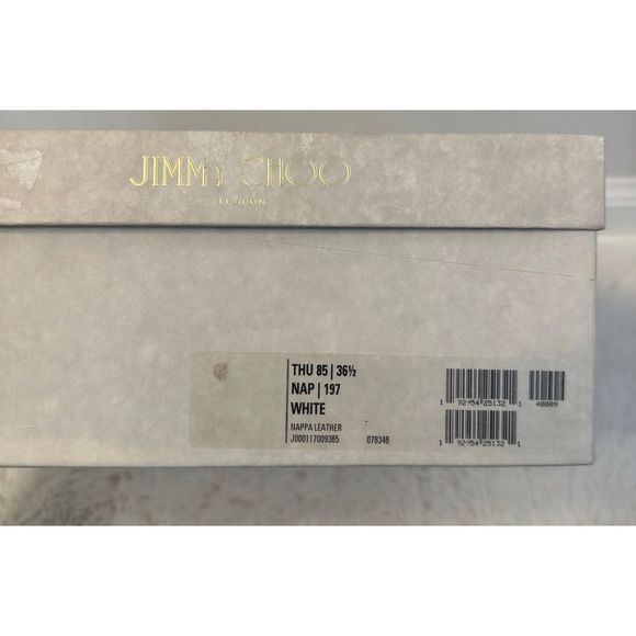 Jimmy Choo Thu 85 White Nappa Leather Sling Back Heels with Horizontal Straps - Picture 16 of 16